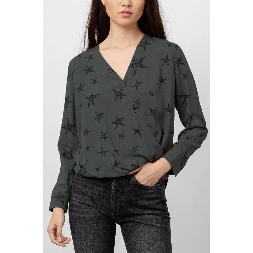 Rails Hillary Top Charcoal Cheetah Stars Women’s … - image 1